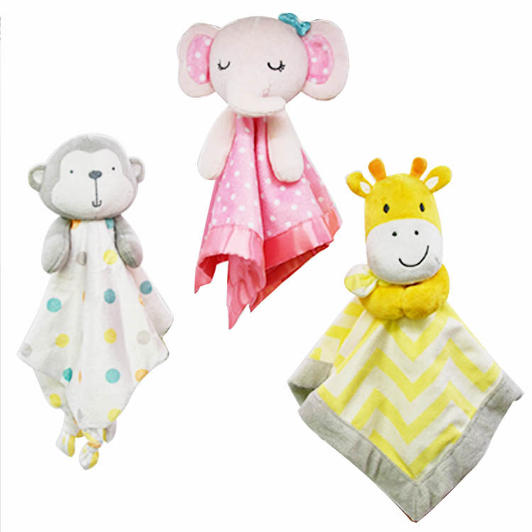 newest High quality  blanket plush animal head security baby blanket